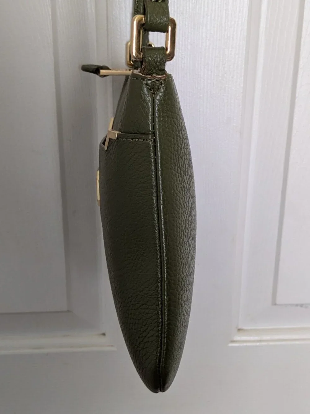 Lauren Ralph Lauren Womens Green Leather Adjustable Strap Crossbody Bag Small
